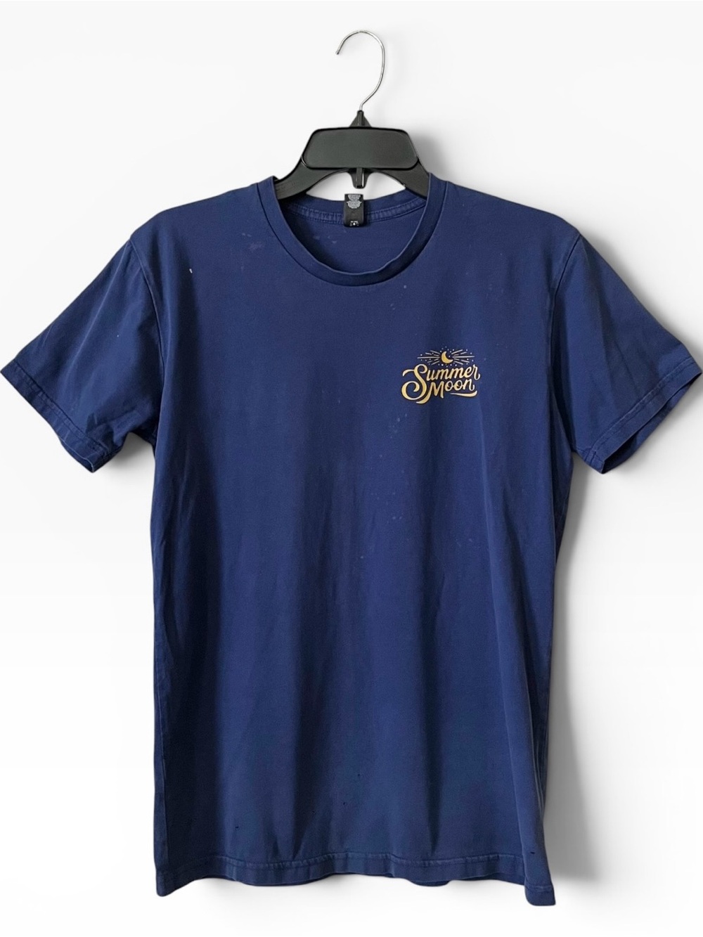 as Colour Staple Summer Moon T-Shirt Mens Size S Blue Cotton Logo Short Sleeve